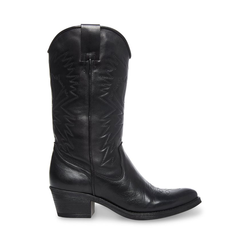 Black Steve Madden Hayward Leather Women\'s High Boots | PH 1320JQS